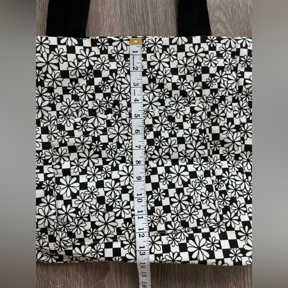 Wild Fable Tote Black White Floral Checkered Beach Bag Hippie Summer Sustainable - Picture 6 of 6